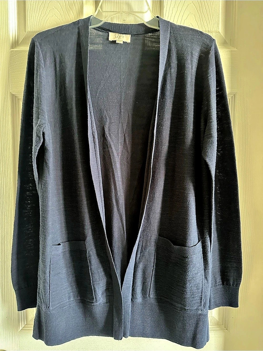 LOFT Open Front Pocket Cardigan, Navy Blue, Size Medium NEW WITHOUT TAGS